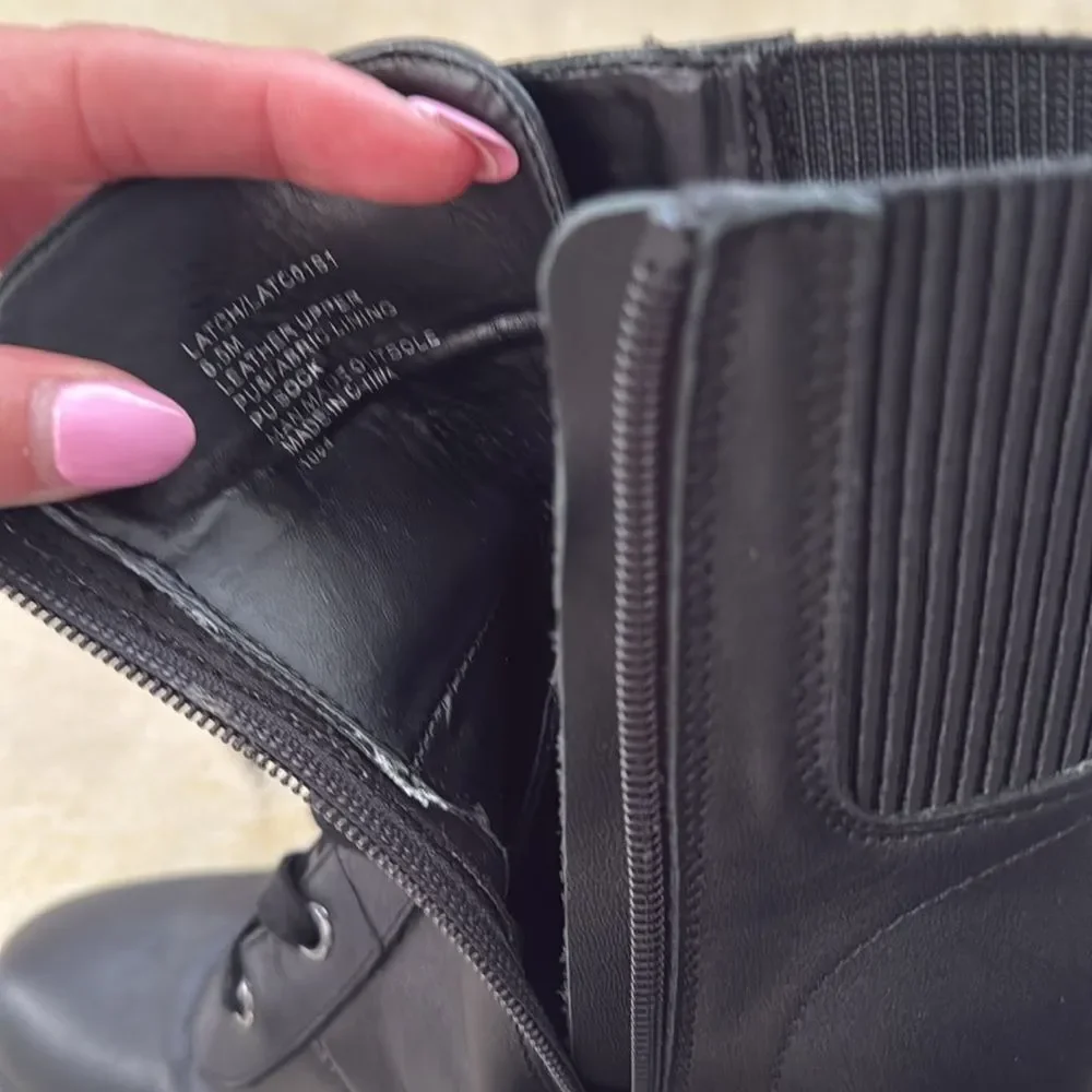 STEVE MADDEN - Black Lace-Up Ankle Boots - Size 6.5 Leather Boots - WORN ONCE - Picture 6 of 6
